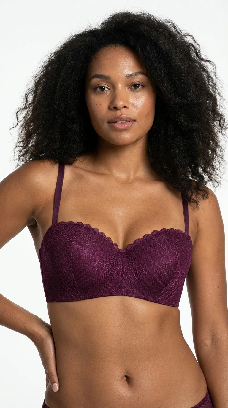 LunaIntim Bordo Balconette Kesim Destekli Sütyen Dik Duruş Sağlayan Balenli Tasarım - Son Görünüm